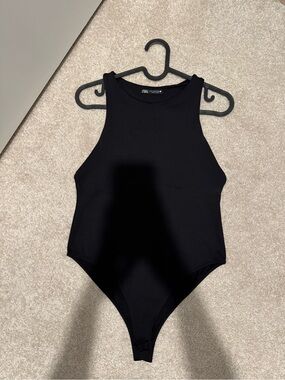 Zara Black Sleeveless One-Piece Bodysuit